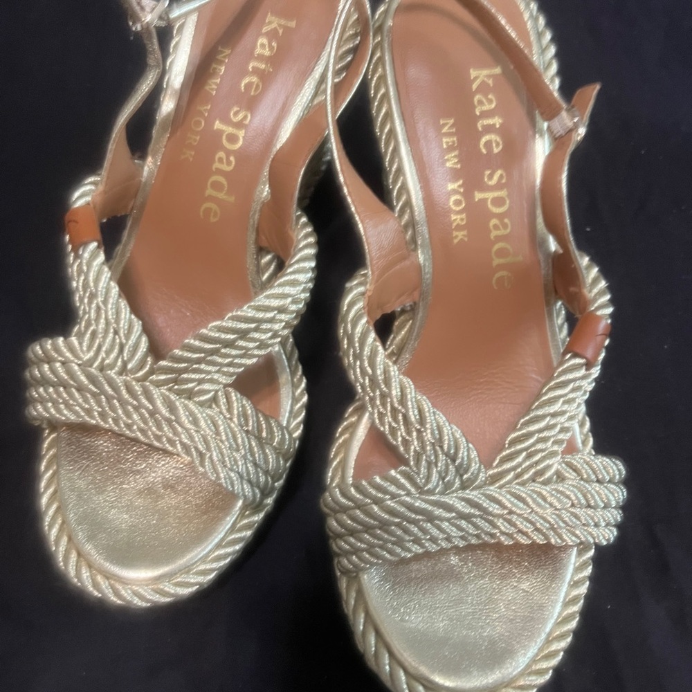 Kate Spade Gold Espadrille Sandals